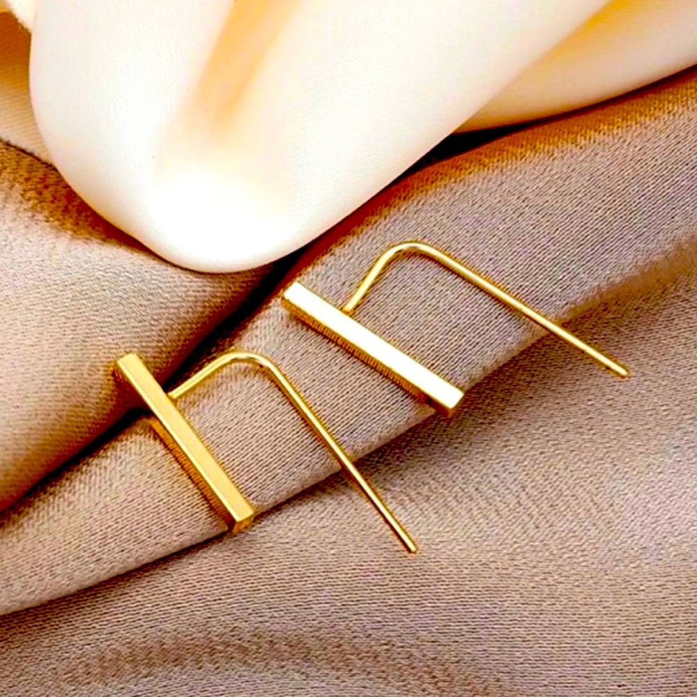 Minimalist Gold Bar Earrings gold tone.